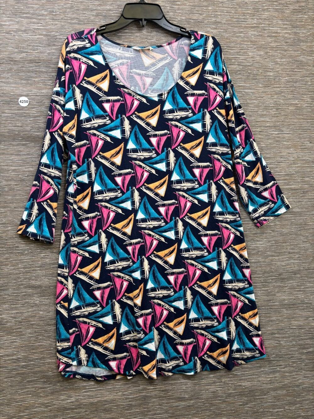 Soma for Chico's Dress Size L Multicolor Novelty Print Sailboat Coastal Resort